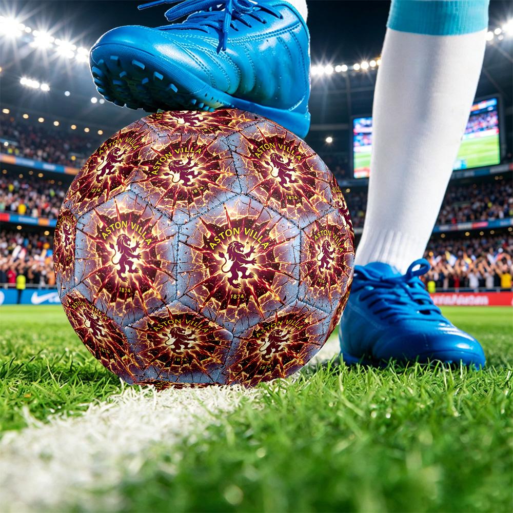 Aston Villa FootballPrinted Size 5 Soccer Ball, Anti Slip Adult Match Football Souvenir for Football Fans
