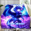 1PC Custom Name Blue Dragon Thunderstorm Outdooor Flannel Blankets Patterns Throw Blanket All-Season Soft Gift for Couch, Bed, Camping Gifts