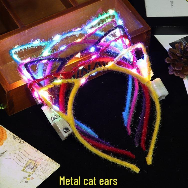 Luminous Rabbit & Cat Ear Headbands with Feather Clips - Perfect for Night Events & Gifts