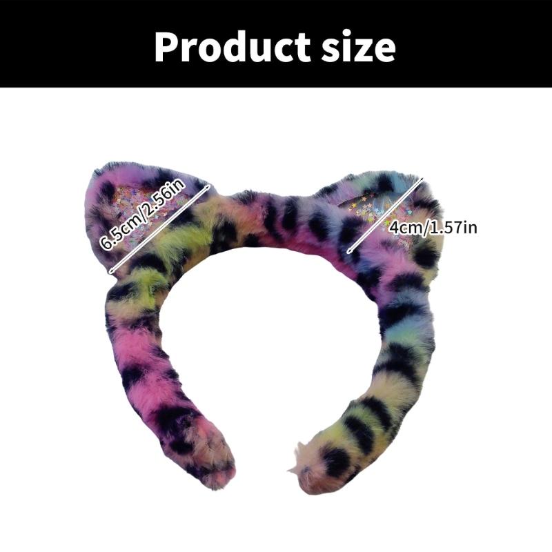 Leopards Print Hair Hoop Cats Ears Shape Headbands Halloween Cosplay Headpiece for Halloween Cosplay