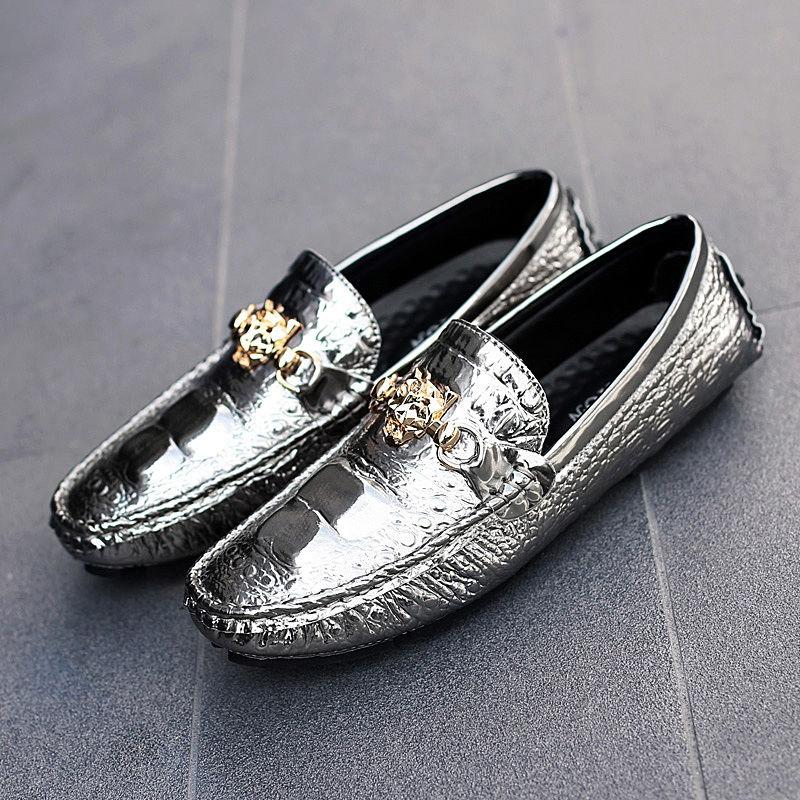 Shoes Men Loafers Leather Moccasin Crocodile Style Footwear Slip On Flat Driving Boat Shoes Classica