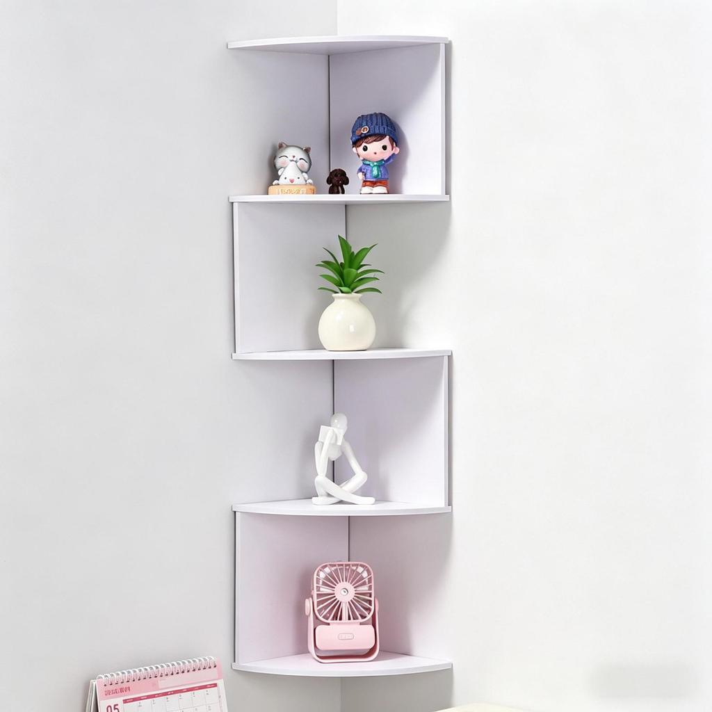 Five-Layer No-Drill Corner Wall Shelf for Bedroom & Living Room