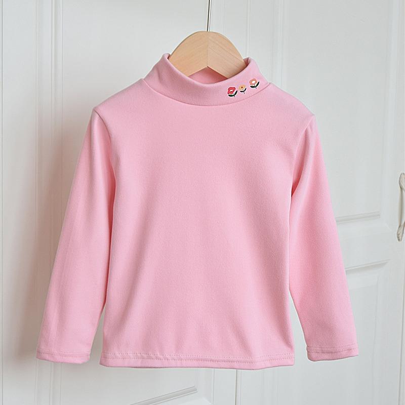 Toddler Kids Half High Neck Long Sleeve Solid Casual Thermal T Shirt Top