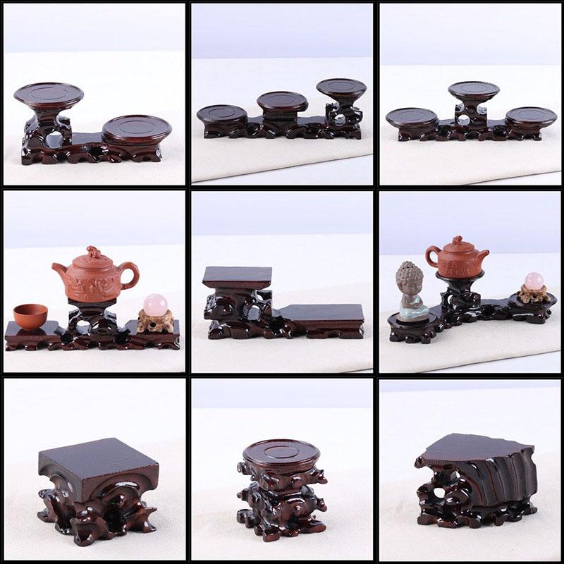 Red Wood Solid Wood Head Base, Vase, Bonsai Base, Purple Sand, Tea Pot, Large, Medium Height, Circular, Jade