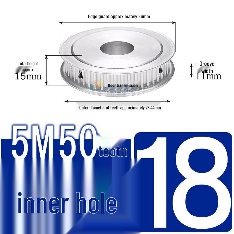 Dual-Sided Flat Timing Pulley: 5M50 Teeth, Width Options 11/16/21/27AF, Bore Size 8-30.