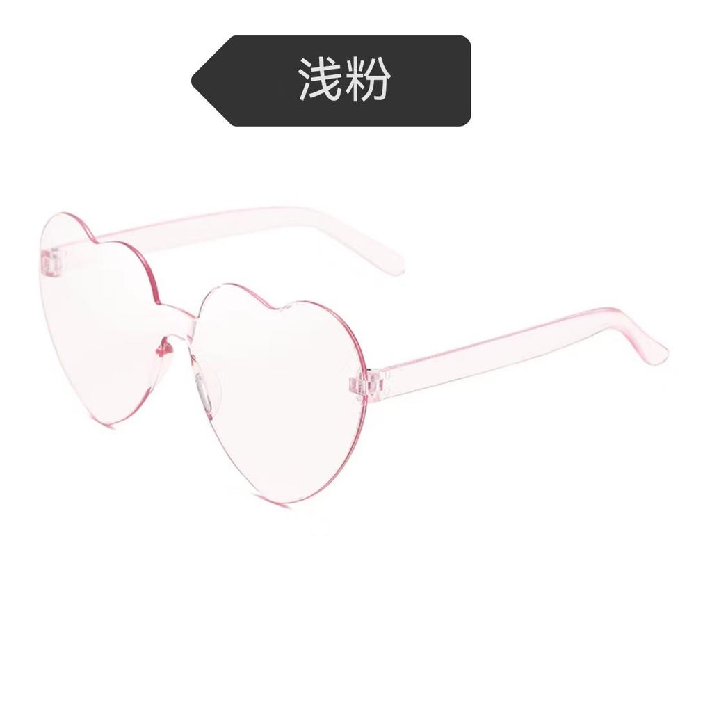 Peach Heart Sunglasses Love Glasses Trend Frameless One-Piece Marine Film Dazzling Color Sunglasses