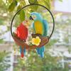 Parrot Pendant, Waterproof Resin Outdoor Garden Decoration with Iron Ring Suspension, Realistic Macaw Pair Hanging Ornament for Balcony Trees Indoor