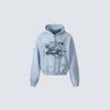 Vintage American Streetwear Hooded Sweatshirt With Graffiti Print Distressed Oversized Zip-Up Unisex Pullover