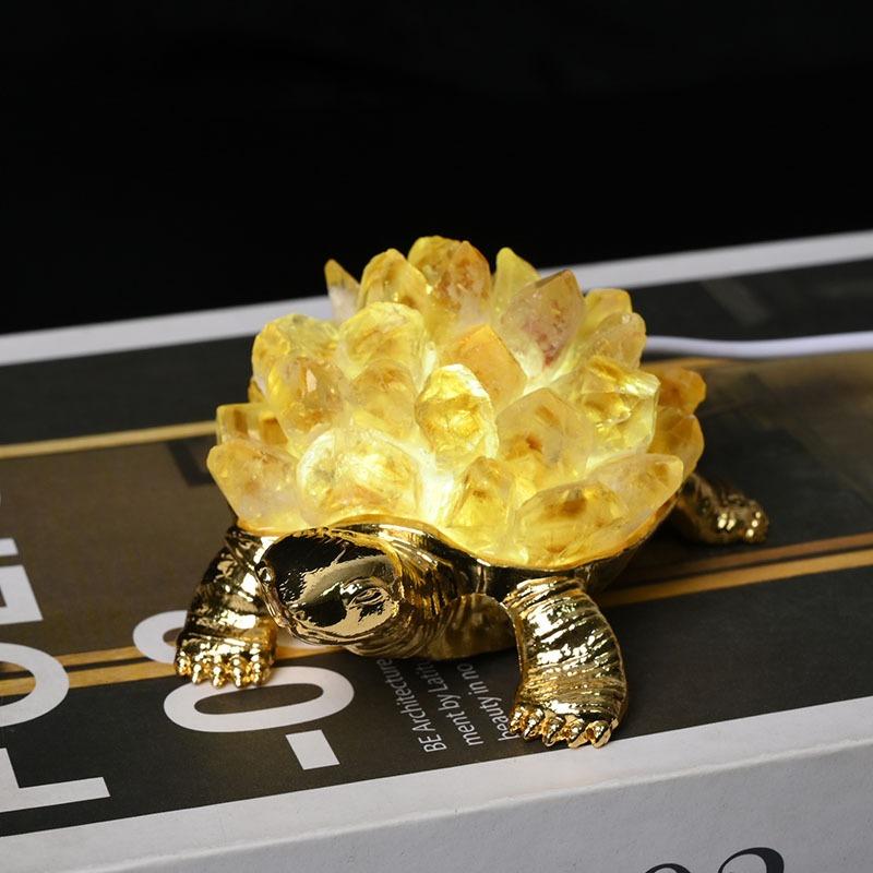 Versatile Natural Crystal Turtle Night Light USB-Powered Aromatherapy Atmosphere Lamp Home Bedroom Decoration Unique Gift Idea