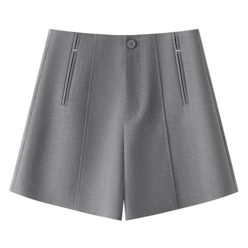 

Women s Elegant High-Waisted A-Line Suit Shorts, Spring/Autumn 2025, Drapey Wide-Leg for Workplace. 28/L (Recommended weight 105-115 jin) сірий колір