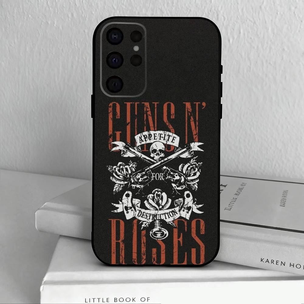 

Band G-Guns-S N R-Roses Phone Case For Samsung S25,S24,S21,S22,S23,S30,Ultra,S20,Plus,Others Soft Black Cover Samsung S24