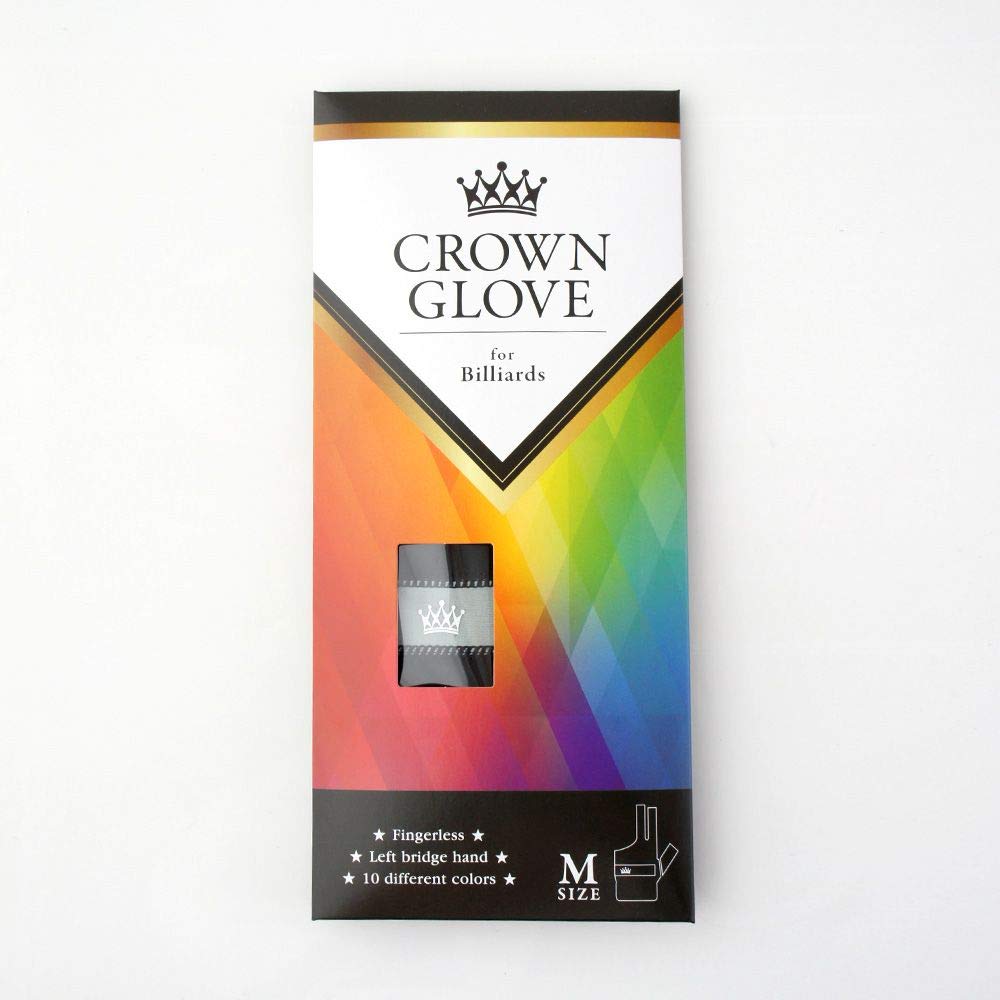 CROWN Billiard Left Hand Size Available in 10 Colors Glove, (for right-handed players), M, (Black)