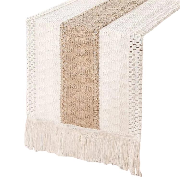 Modern Tablecloth Table Cover Table Runner Cotton Linen Tasseled for Home Party