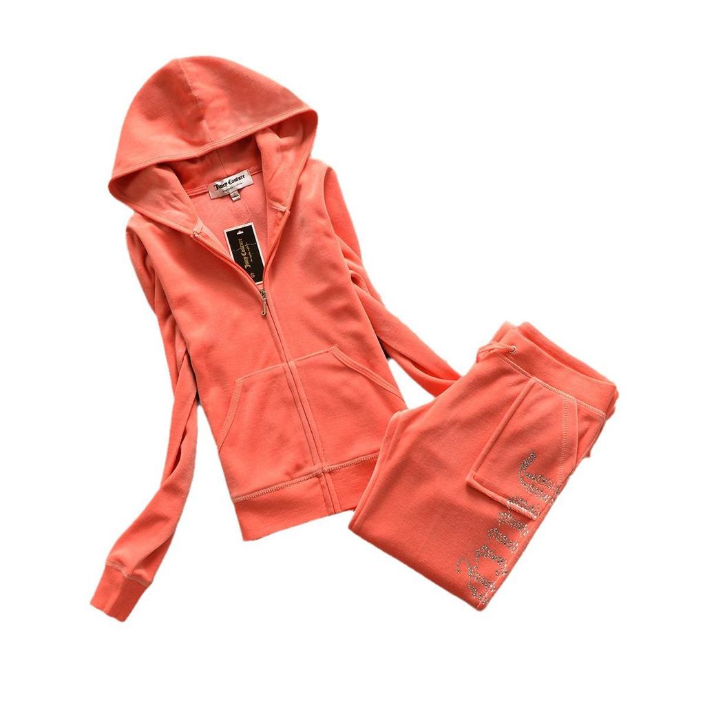 Europäischer & Amerikanischer Goldfaden Samt Krone Buchstaben Sportbekleidung Set - Damen Freizeit Hot Drill Zweiteiler