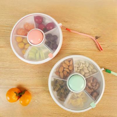 Los Snacks para Niños se Pueden Llevar al Hogar con una Bandeja Giratoria para Fruta con Tapa, Caja de Snacks Sellada, Bandeja para Frutos Secos con Tapa, Caja de Almacenamiento a Prueba de Humedad