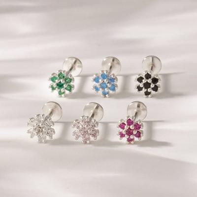 JEWNEL (1+1)Silver925 Colorful Snowflake Labret Piercing (6 Colors)