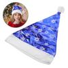 4Pcs Snowflake Christmas Hat Bright Fluorescent Fabric Unisex Holiday Party Headwear Decoration for Adults Blue