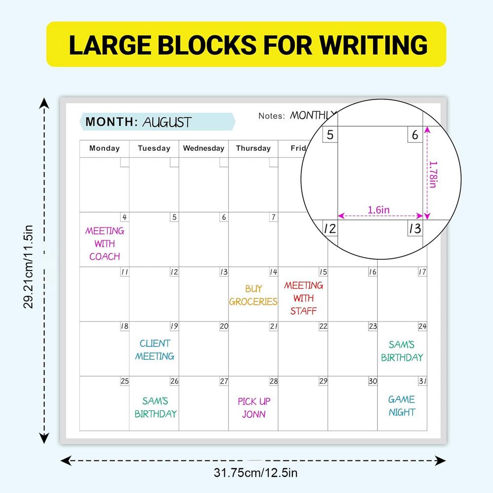 Erasable Yearly Planner Calendar Dry Erase Wall Calendar Giant Erasable Wall Calendar Blank Undated Yearly Calendar for Planning