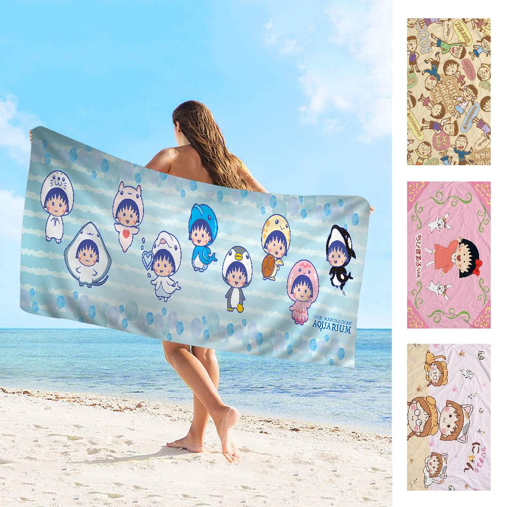 Cartoon Chibi Maruko Chan Microfiber Beach Towel Absorbent Quick dry Soft Yoga Swimming Resort Mountain Climbing Towel