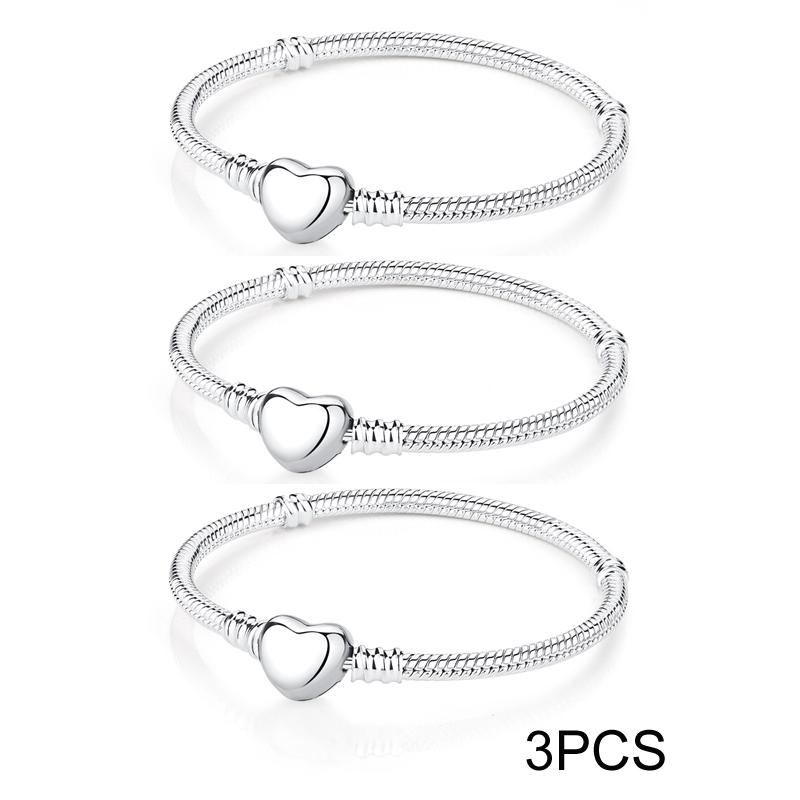 Bangles Original Love Heart Clasp Charms Beads Snake Chain Luxury DIY Jewelry For Women Gift
