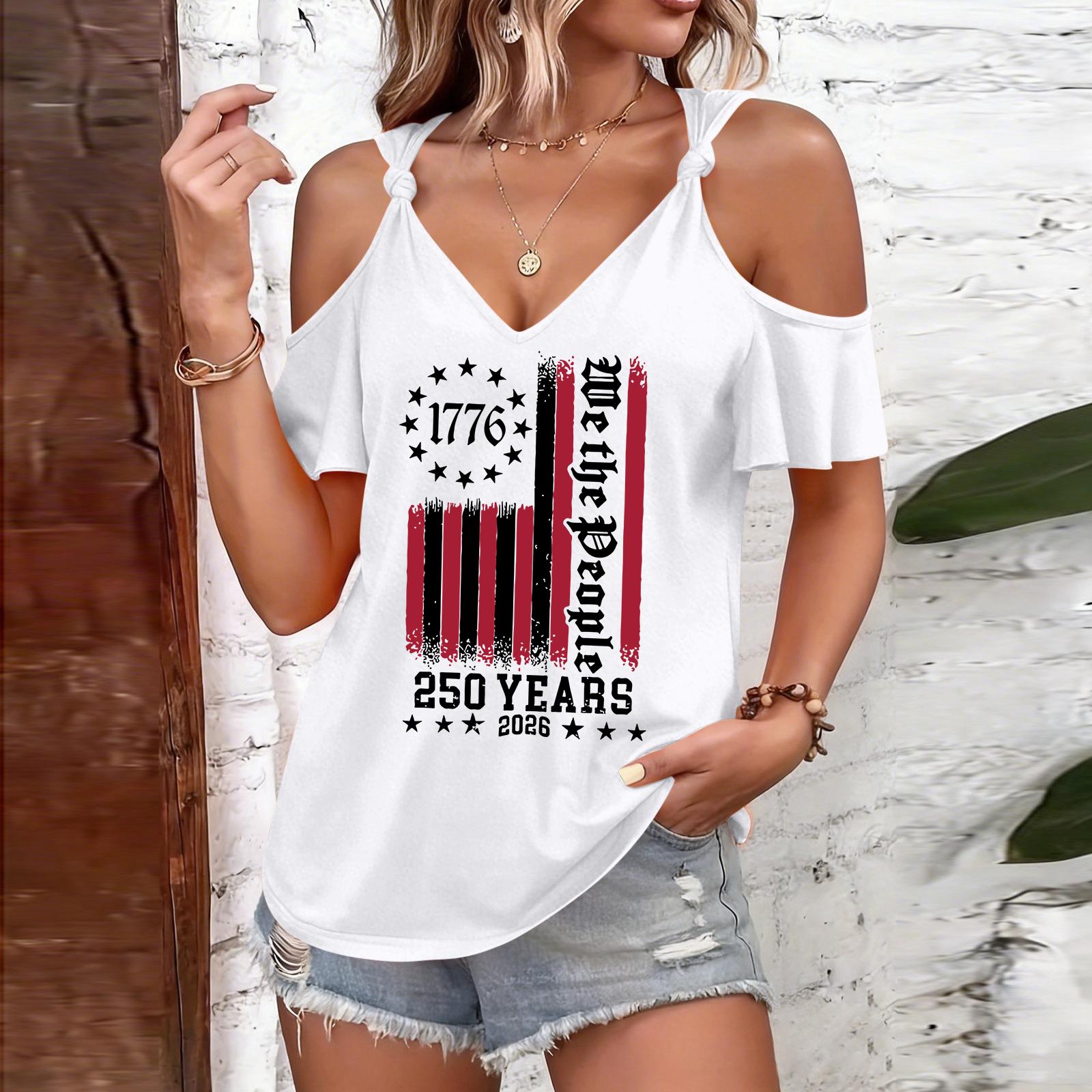 Women Casual Short Sleeve T Shirt Tie Detail Round Neck Off Shoulder Top Lightweight Summer Tee XXL белый