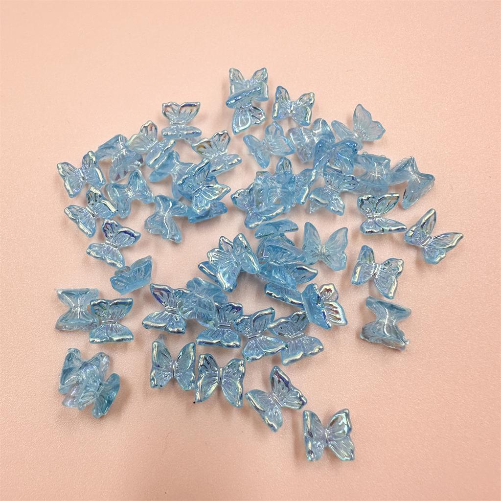 100Pcs 6mm AB Nail Art  Handmade No Holes Butterfly Shape Resion Beads Spacer Beads Loose DIY For Jewelry Makeing Charms Colour