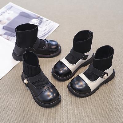Proste dziewczęce skarpetki buty patchworkowe modne dziecięce buty księżniczki grube dno nowe dziecięce codzienne botki antypoślizgowe haczyk pętelka