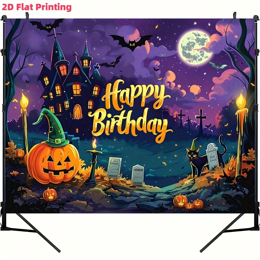 1 piece, 2D printed Halloween birthday background cloth, Halloween birthday party background, pumpkin ghost castle decor