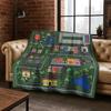 Kid Urban Road Highway Traffic Ship Cartoon Flannel Blanket Soft Warm Blanket for Bedroom Room Living Room Travel Camping Picnic