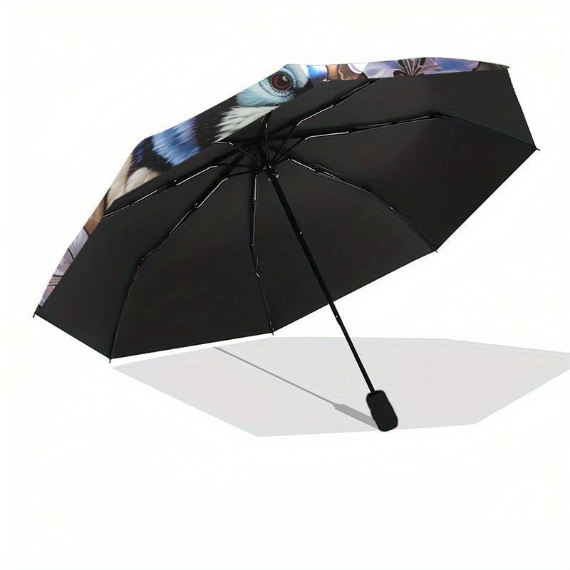 Stunning Stained -Inspired Blue Jay Wall ArtUmbrella, Portable 3-Fold Umbrella for Men & Women,Christmas Gift ES236