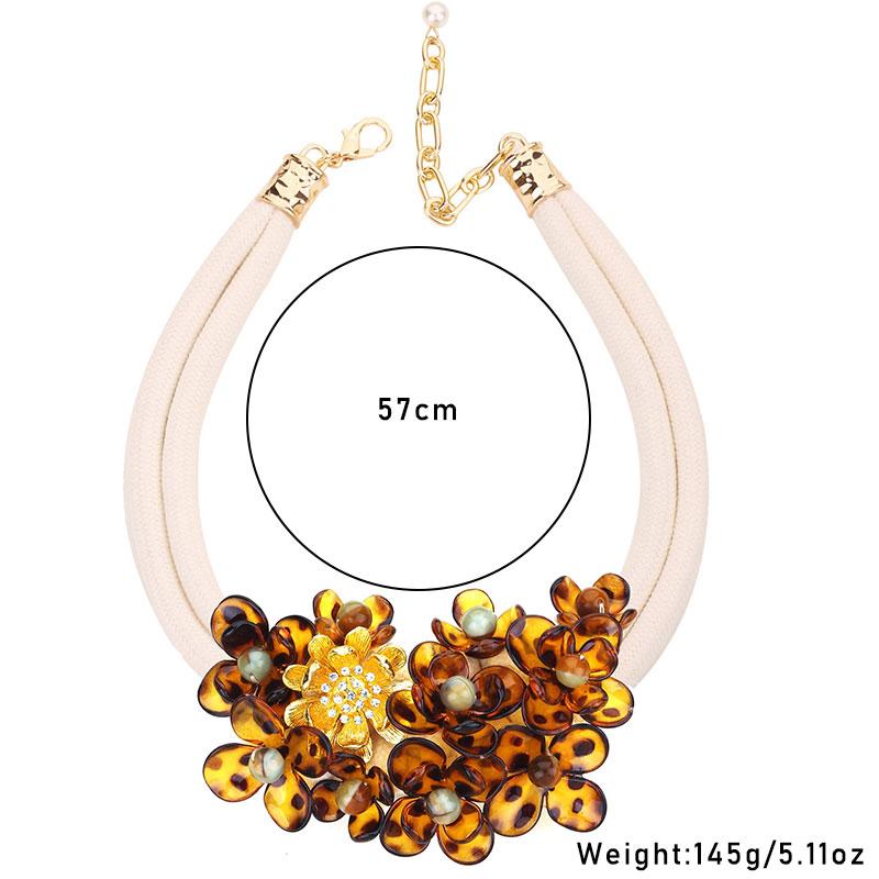 Statement Necklace with Beads&Flowers Design for Women Trendy Wedding Party Jewelry