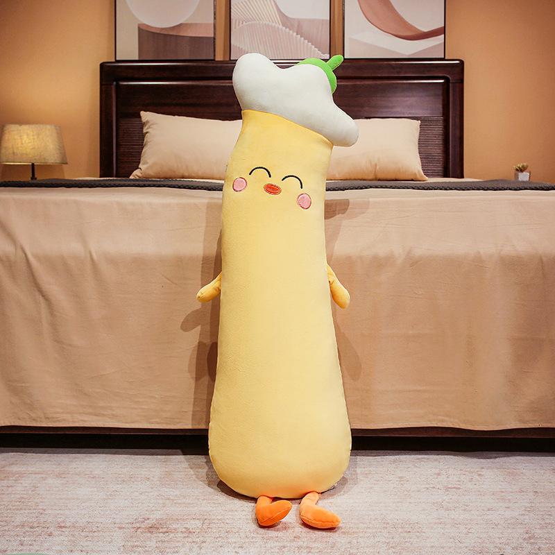 Cartoon Soft Yellow Chick Long Pillow Plush Toy Doll Chick Doll Girl Soothing Puppet Doll