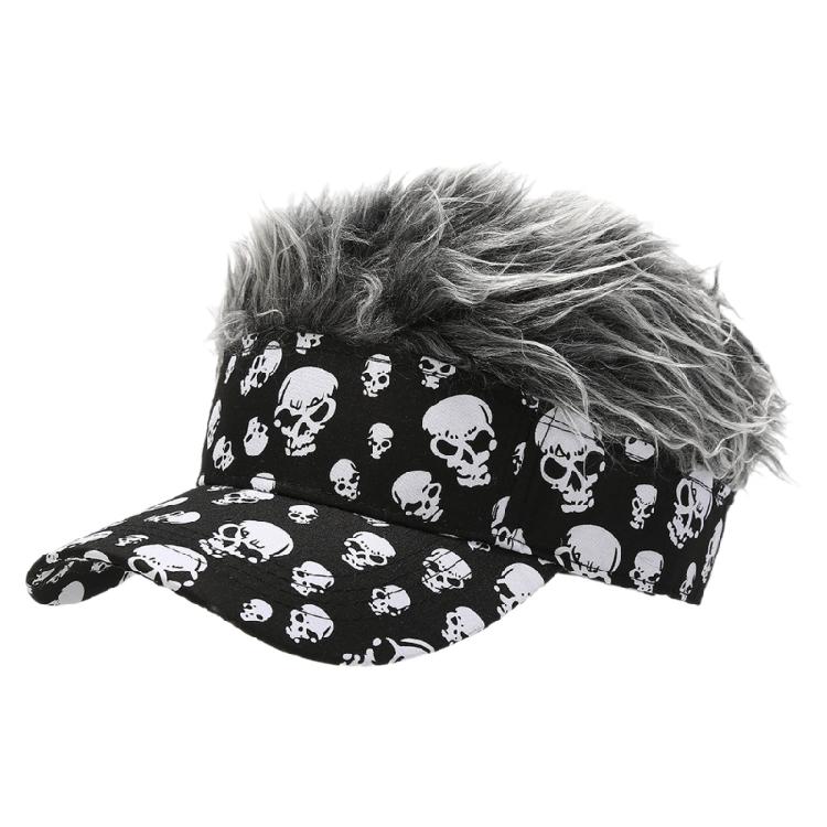 Hairy Baseball Hat Sports Fan Headgear Wigs Prank Cosplay Accessories