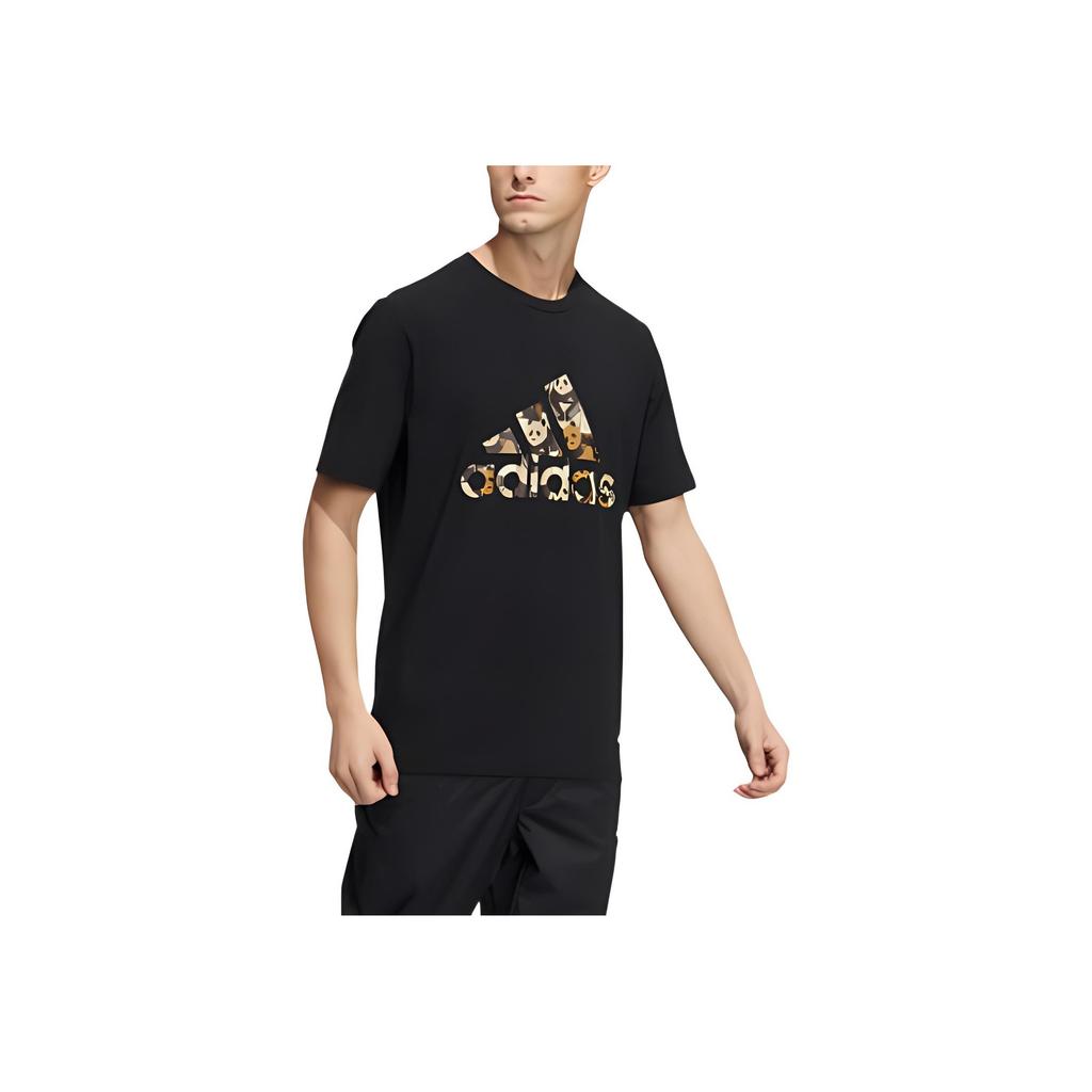 Adidas Solid Color Logo Casual Sport Short Sleeve T-Shirt Unisex Tops Black HS4396