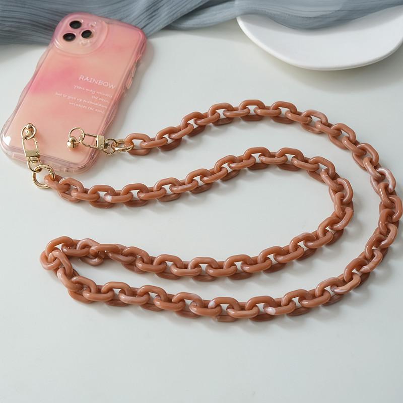 New Phone Chain Accessory Detachable Parts Candy Neon Crossbody Resin Luxury Neck Strap Phone Case Chains Acrylic Cute Shoulder Lanyard Hanging Chain