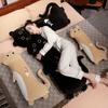 Cartoon Black Cat Long Throw Pillow Plush Toy Doll Cat Doll Girl Sleeping Soothing Doll