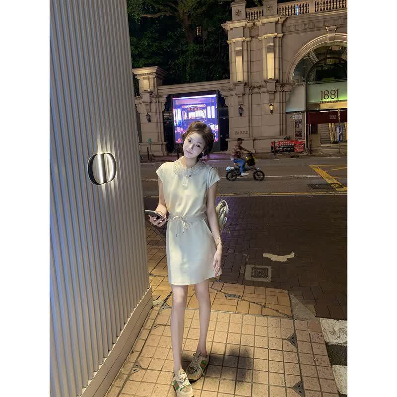 Korean Style Petite Waist-Cinching Summer Dress