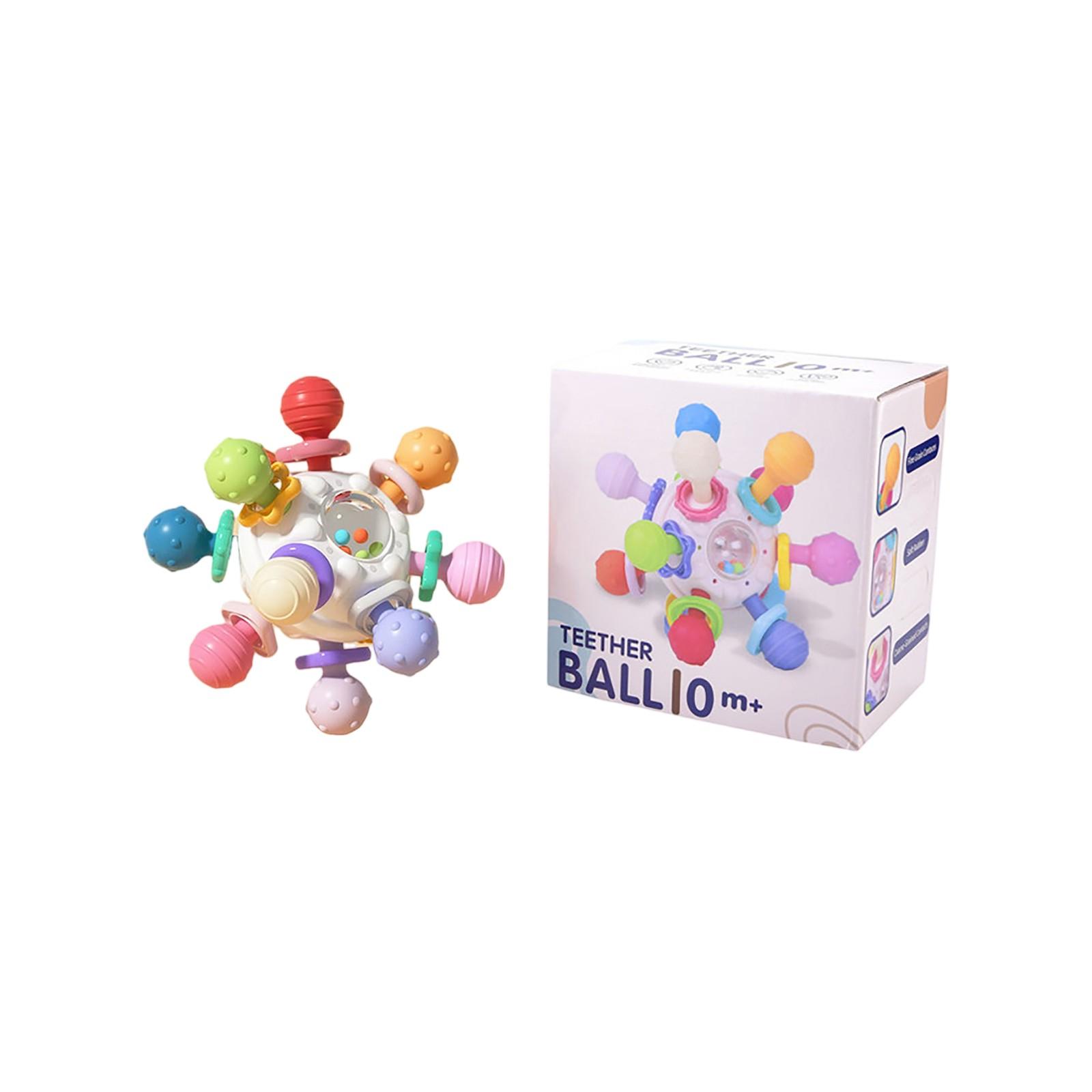 

Детский прорезыватель для зубов, ручной успокаивающий мягкий резиновый шарик-игрушка One Size белый