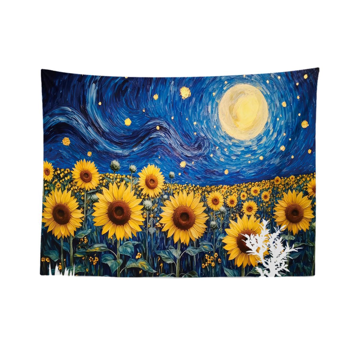 

1pc Sunflower Print Tapestry Multi Size Living Room Bedroom Wall Art Decoration Machine Washable Background Cloth Space Pendant 74x94cm(29x37in)