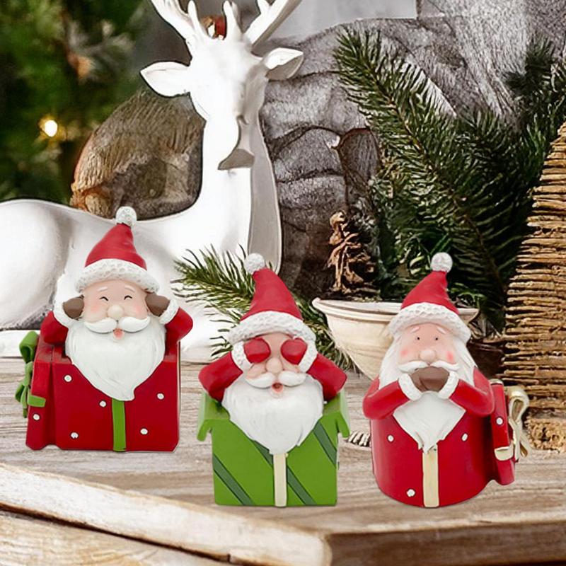 Weihnachtsmann aus Kunstharz, Weihnachtsstatuen, Weihnachtsmann, Miniatur-Desktop-Ornamente, Figur, Urlaubsbedarf, Winter, süß