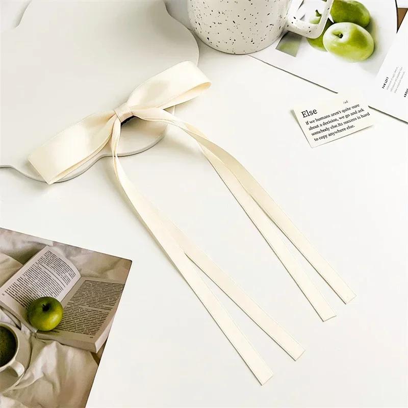New Solid Color Ribbon Bow Hair Clips for Girls Fashion Korean Sweat Long Tassel Women Barrettes Hairpin Accessories