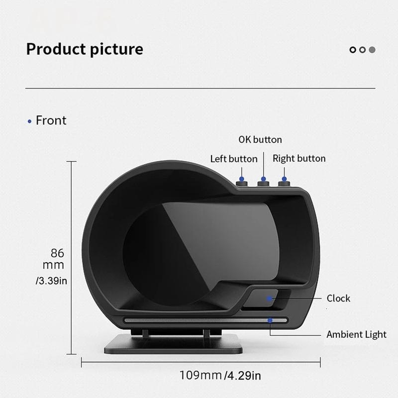 Digital Head‑Up Displayer Head Up Display OBD2+GPS Smart Gauge Car HUD Speedometer Turbo RPM Alarm for Car Truck Speed Warning