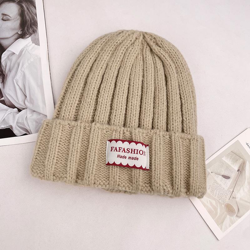 Large Head Circumference Knitted Hat for Women in Winter Korean Style All-match Cloth Label Pullover Cold Hat Showing Face Small Woolen Hat