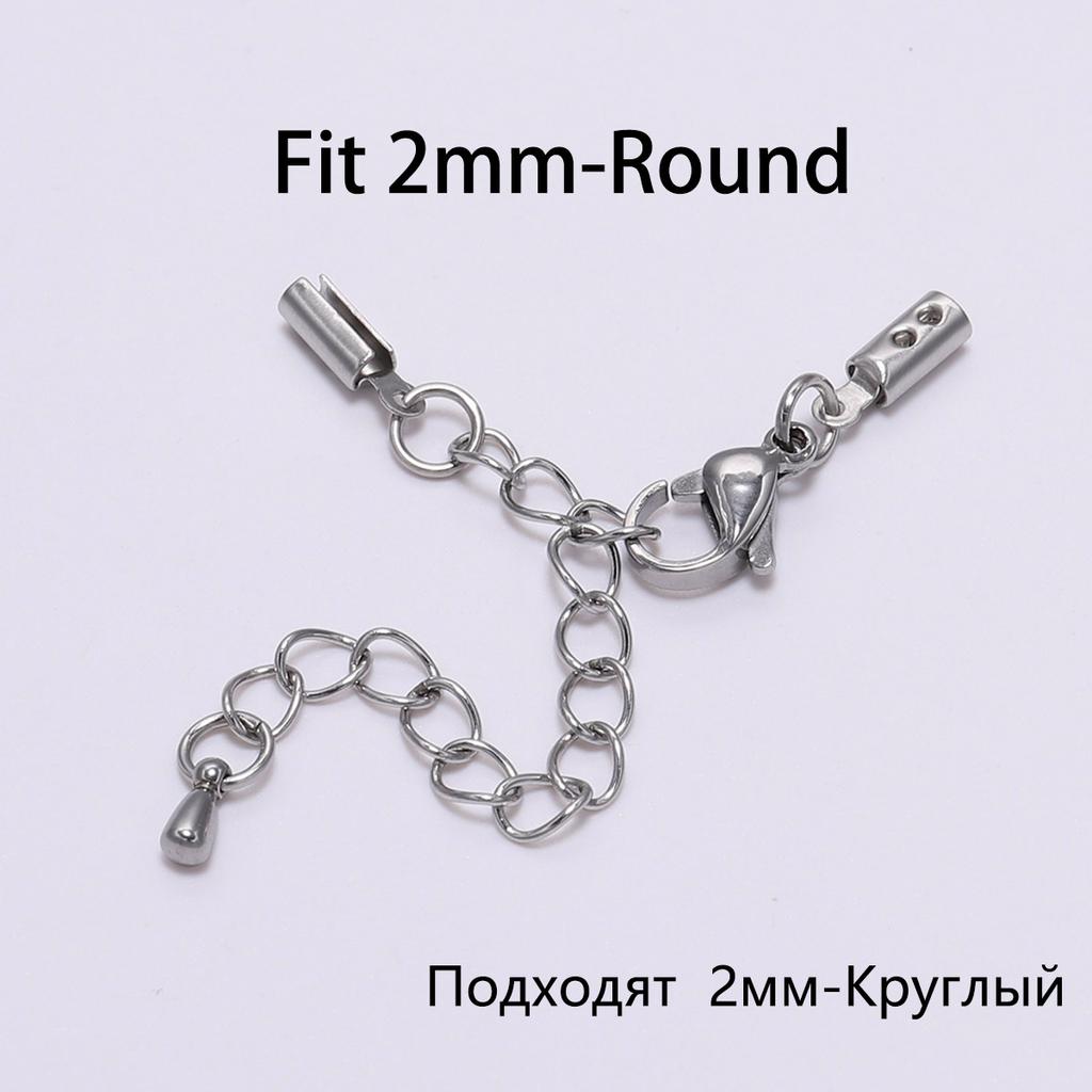 5pcs/lot Fit 1-5mm Leather Cord Clips Stainless Steel Extender Chain Lobster Clasp Connector For DIY Jewelry Making Bracelet
