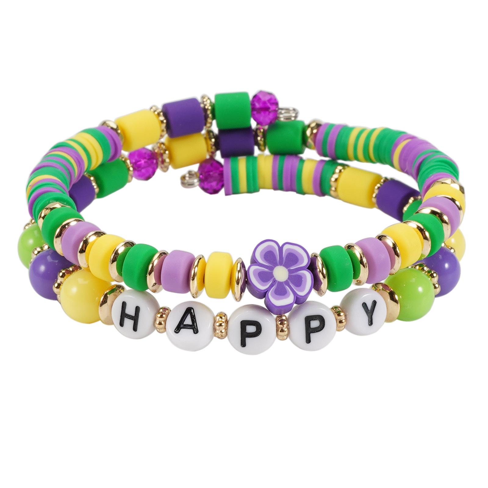 

Brazilian Carnival Bracelet Mardi Gras Purple Yellow Green Wrapped Rice Bead Cross Border