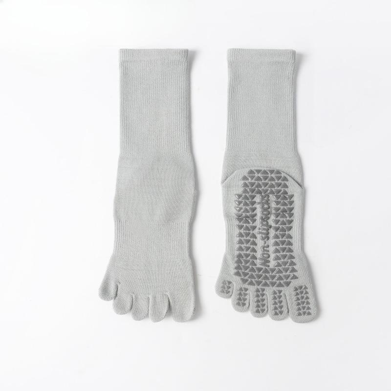 Cotton Yoga Socks with Anti-slip Properties for Pilates Five-finger Socks, Pure Cotton Sweat-absorbing Long-tube Yoga Sports Socks