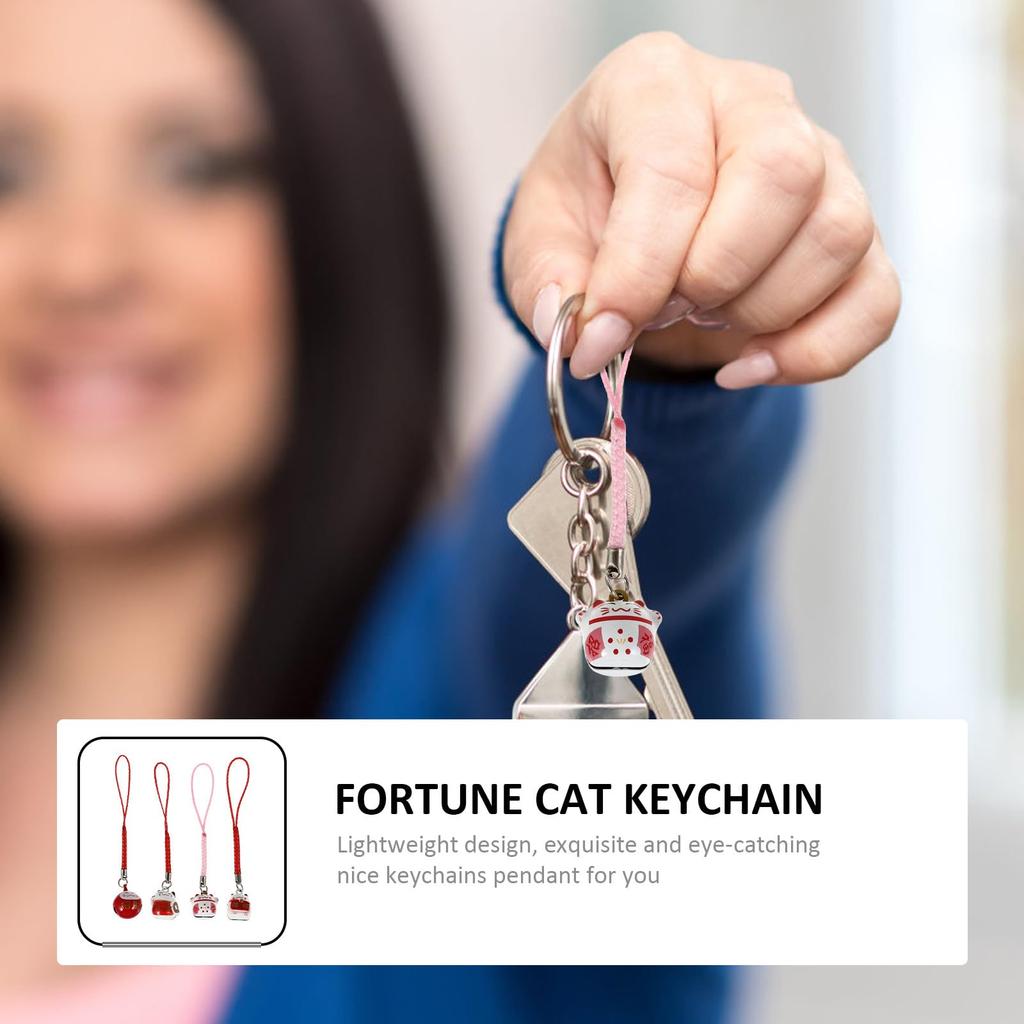 [FRCOLOR] Cat Keychains, Maneki-neko Keychains (Set of 4), Good Luck Charms, Lucky Cat Souvenirs