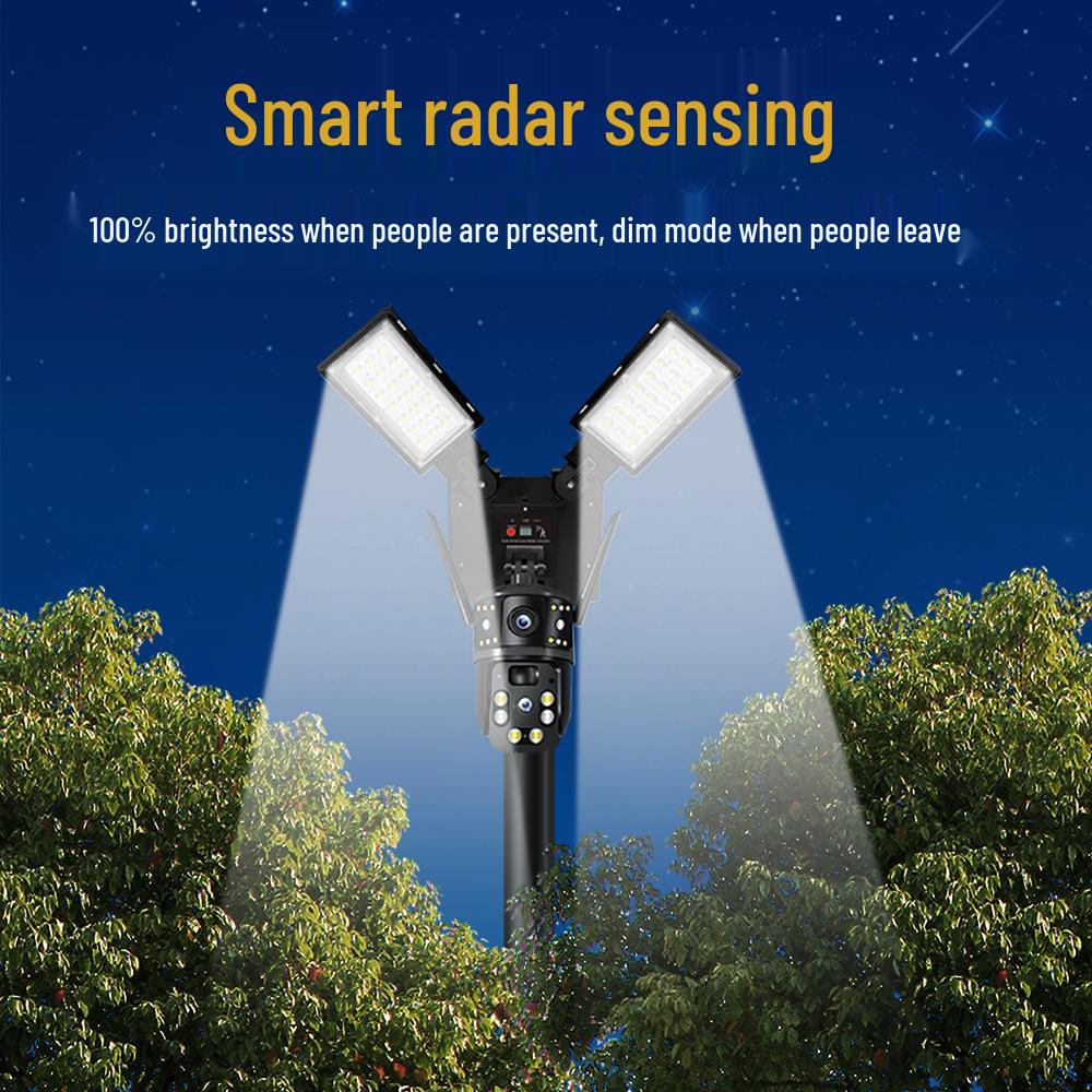 CrossV380 Solar 4G WiFi Street Light with Dual Lens, Waterproof Night Vision Camera.