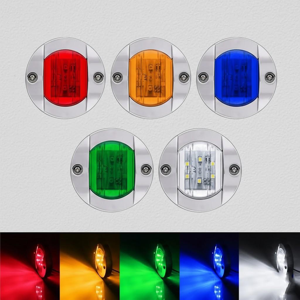 

12V Marine Boat LED Stern Light Round Cold White Tail Lamp Yacht Accessory Blue White Red Yellow Green синий