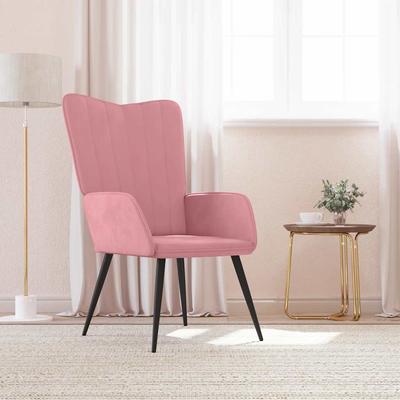 Vidaxl Armchair, Pink, Upholstered In Velvet